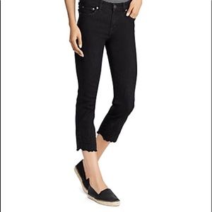 Ralph Lauren Embroidered Ankle Mid Rise Skinny Cropped Denim Black Women’s 12